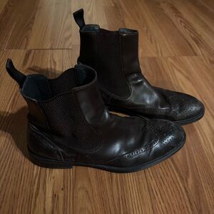 Hugo Boss Men's Brown Leather Round Toe‎ Ankle Chelsea Boots Size 7 Western